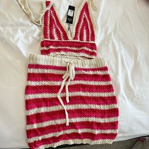 2 piece knitted halter top and skirt